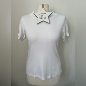 DIANA SLAVIN White Short Sleeve Women's Mock Tee - RARE !! EUC !